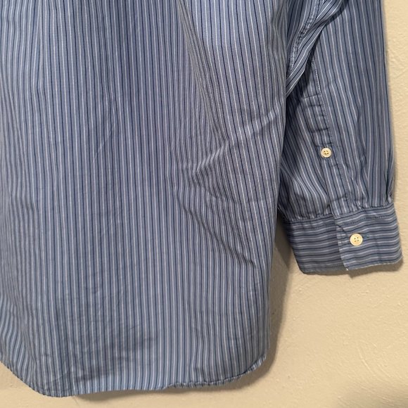 VINTAGE 90s J. Crew Men's Striped Long Sleeve Button Down in Baby Blue Size Med - Picture 14 of 16